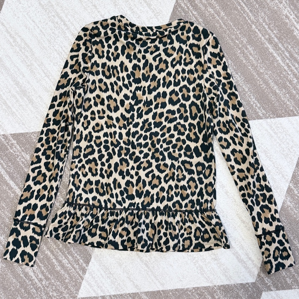 Kate Spade Active Performance Ruffle Top XS Leopard Print - Picture 4 of 5